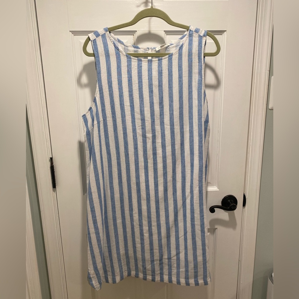 Linen striped summer dress, women’s XL
